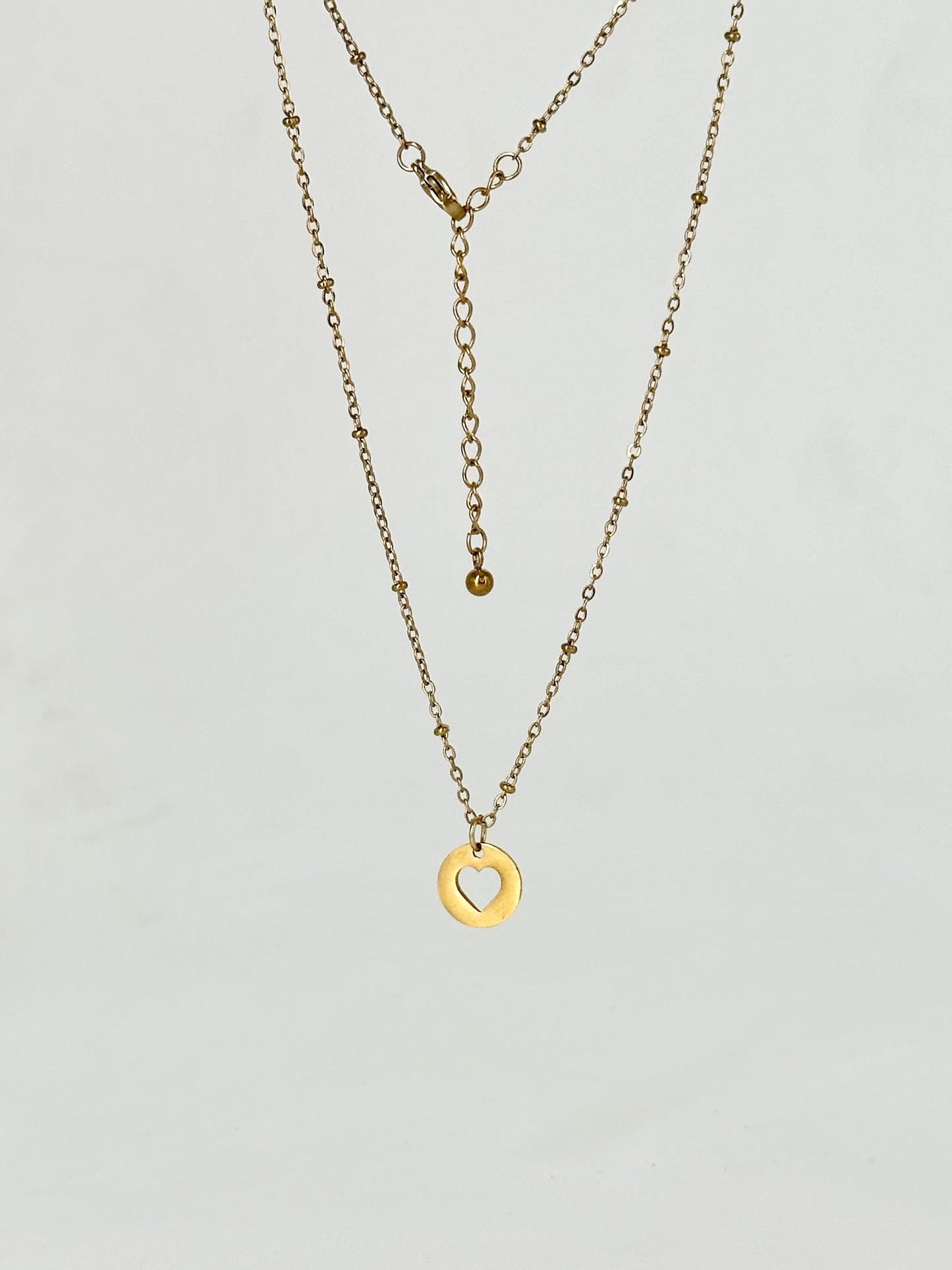 Fine chain with ring clasp and Heartcoin pendant