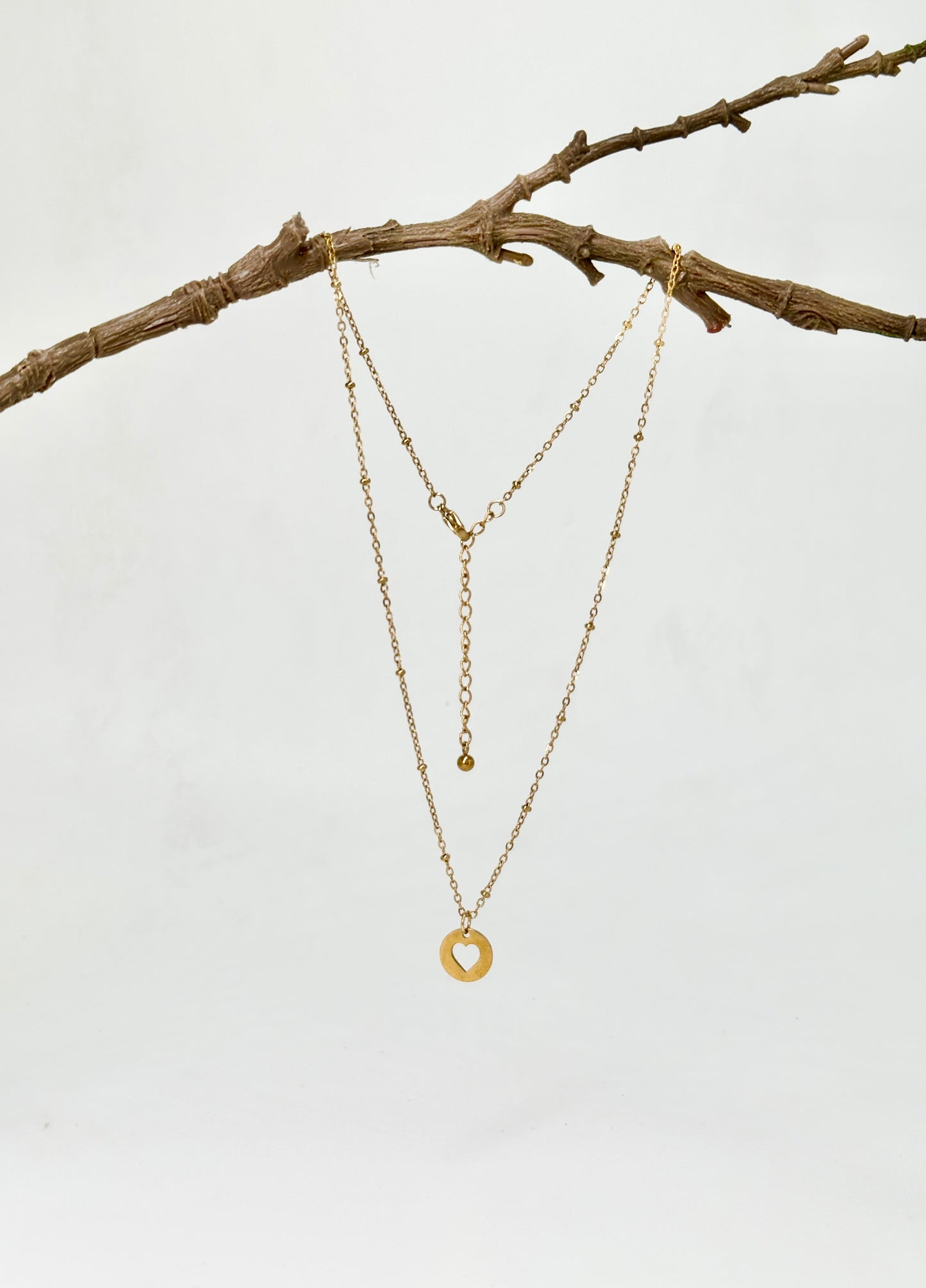 Fine chain with ring clasp and Heartcoin pendant