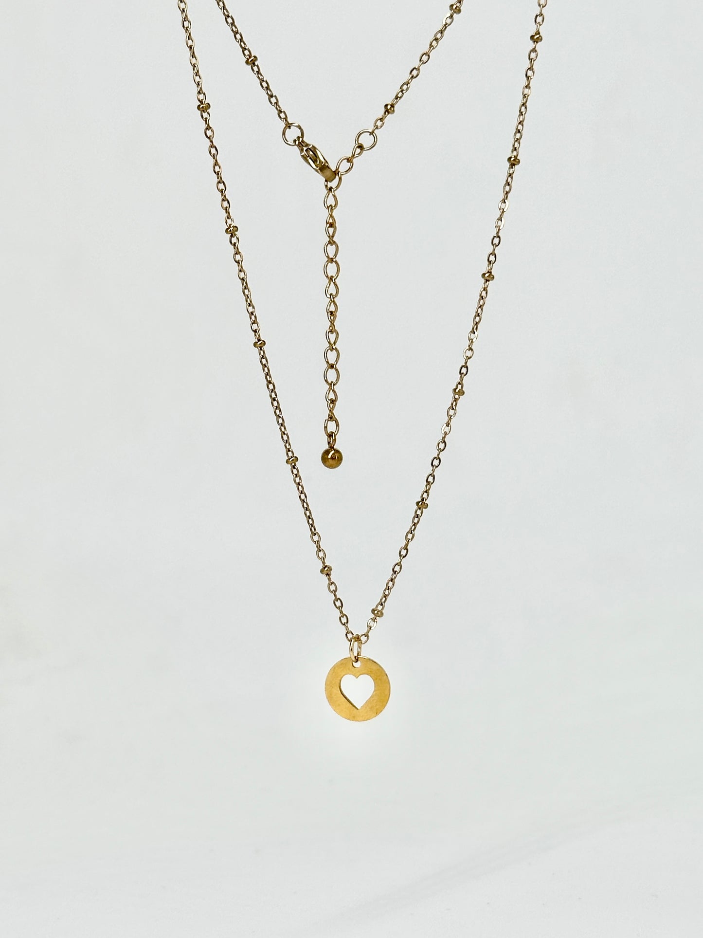 Fine chain with ring clasp and Heartcoin pendant