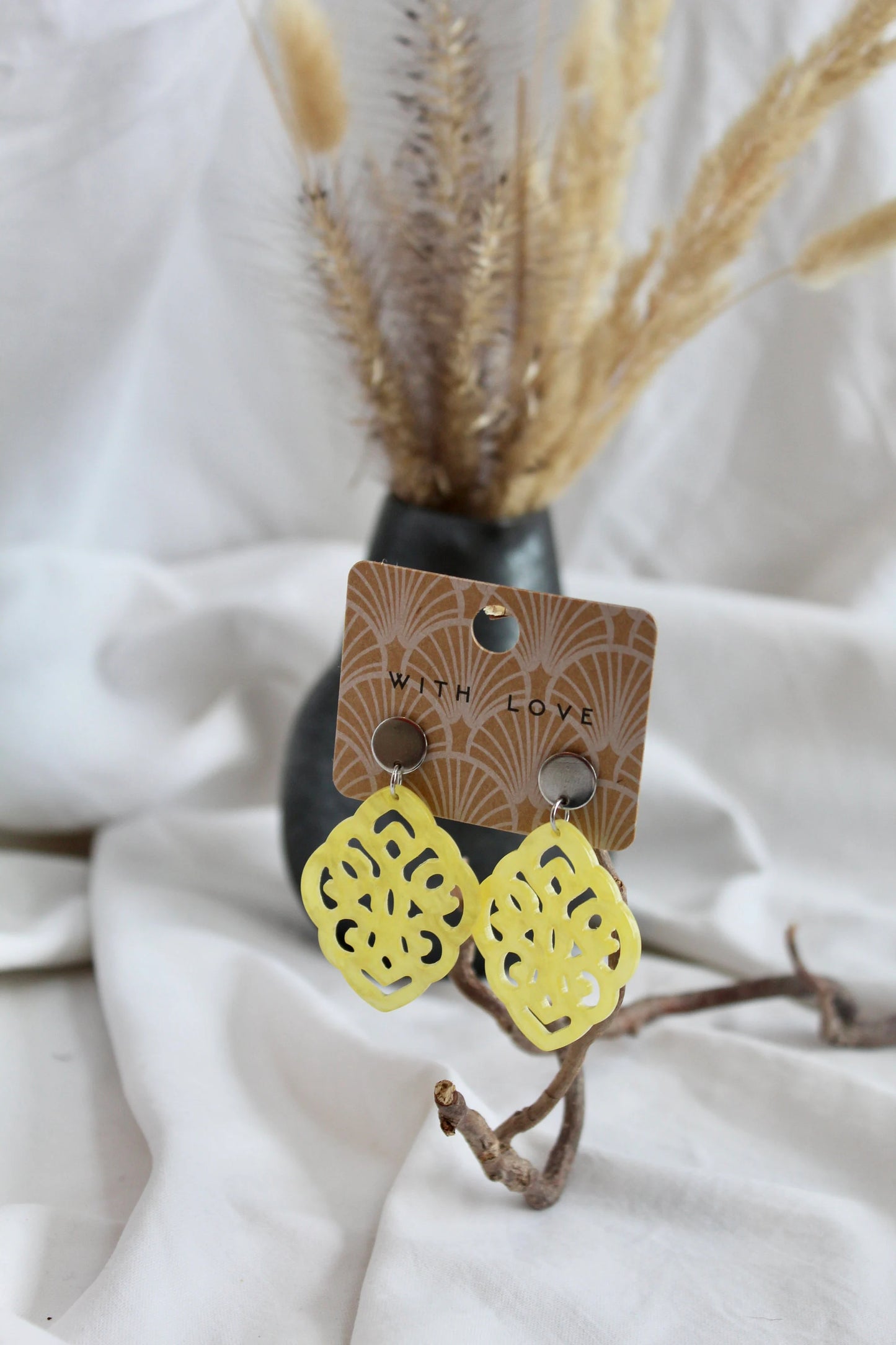 Ohrringe Resin Gelb silber