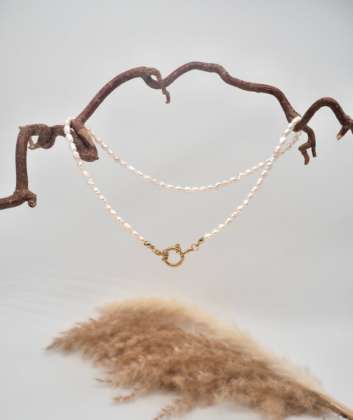 freshwater pearl necklace with charm ring