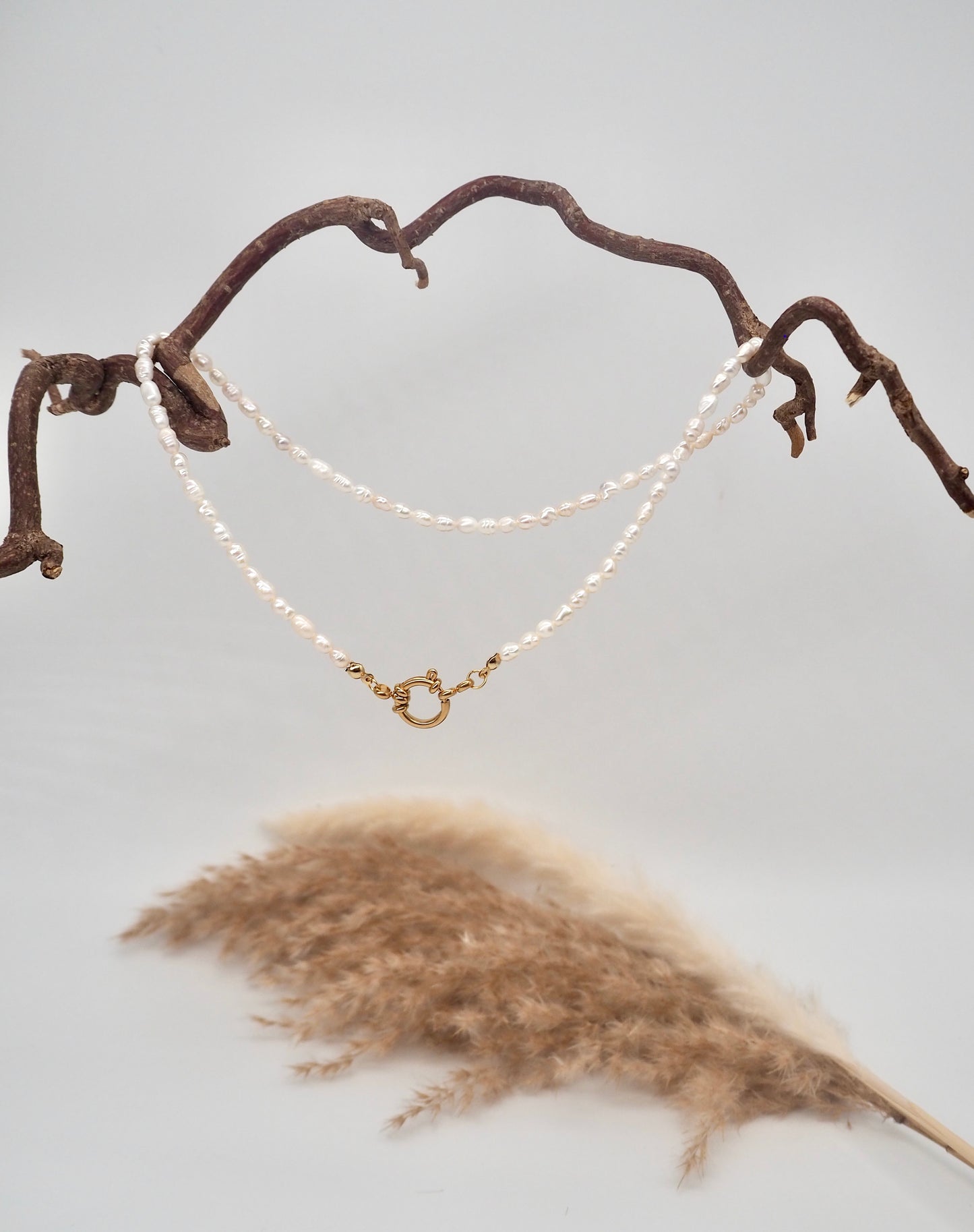 freshwater pearl necklace with charm ring