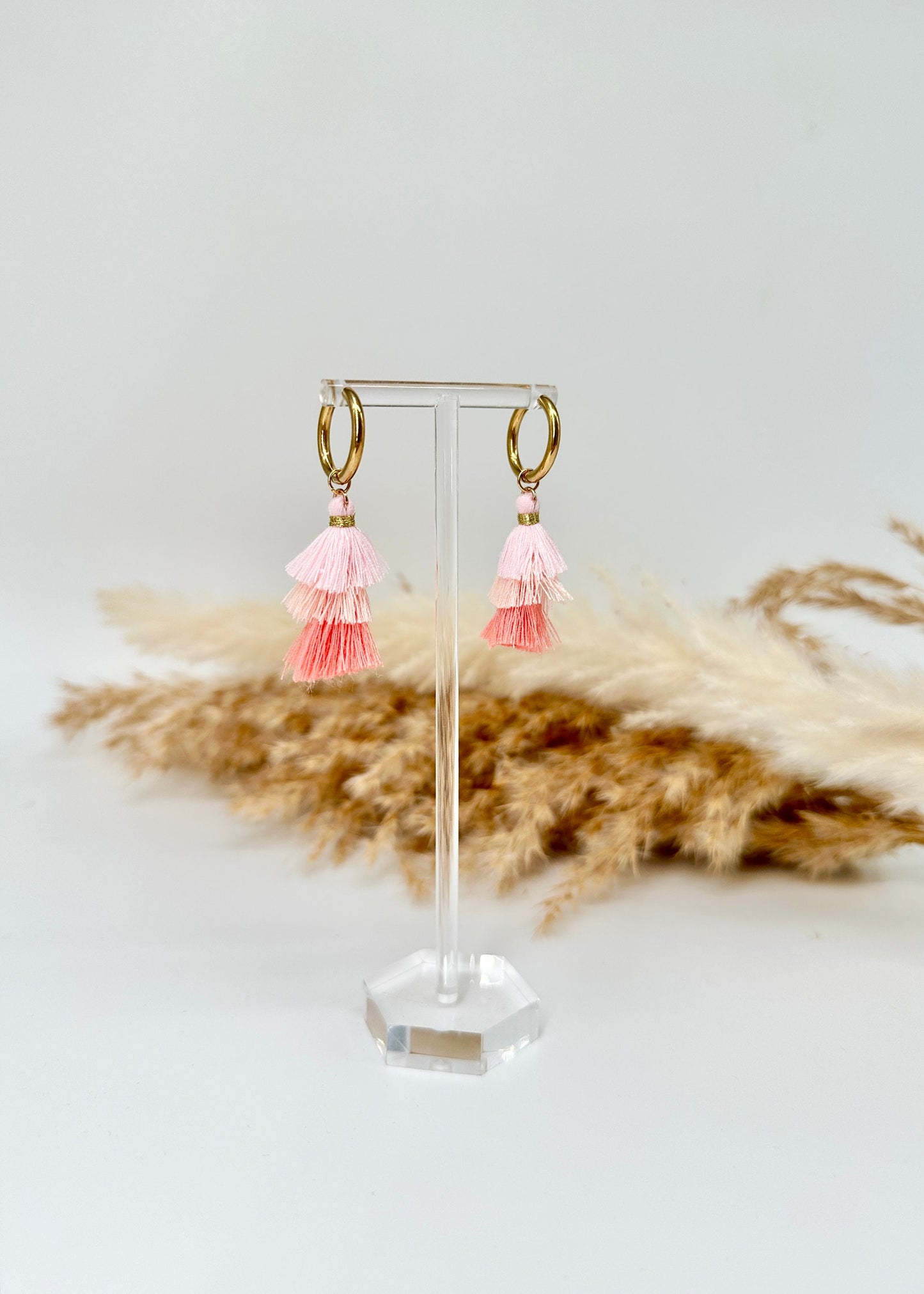 Creolen mit dreifärbiger Quaste - in verschiedenen Farben